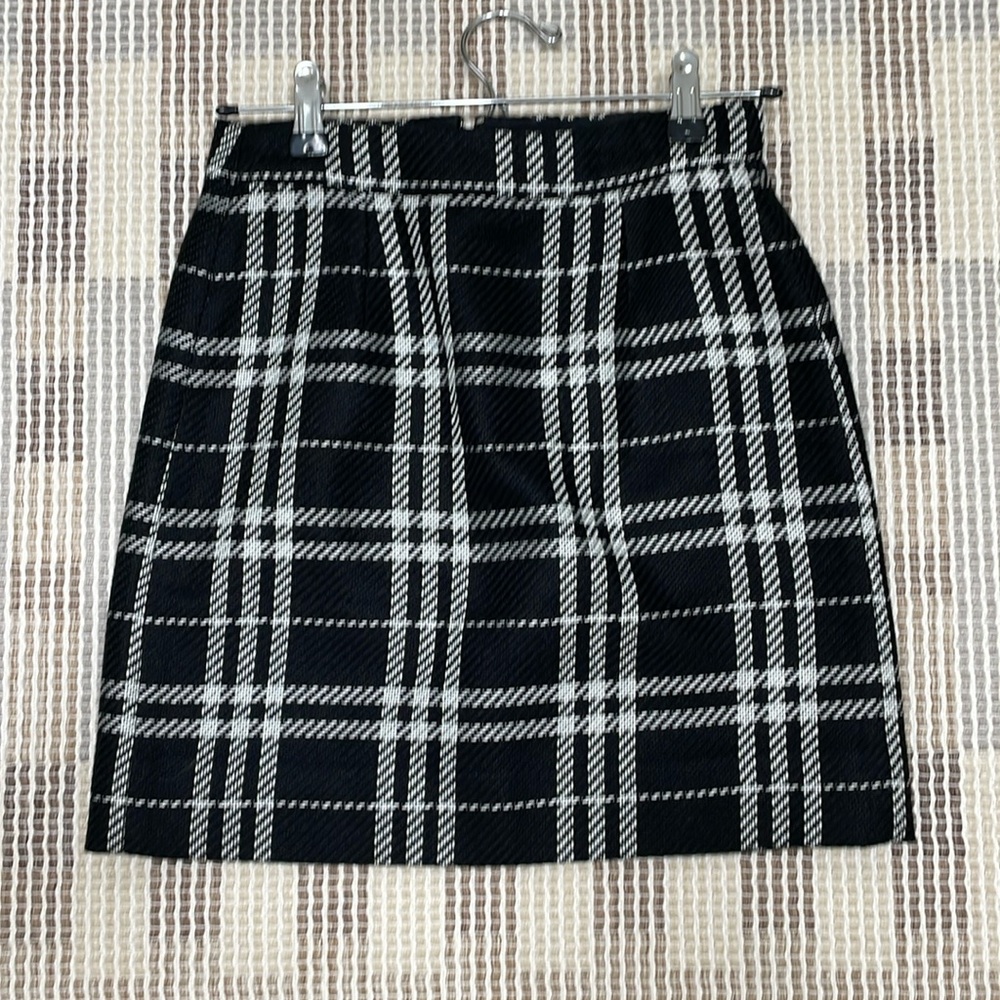 Jcrew white and black plaid skirt